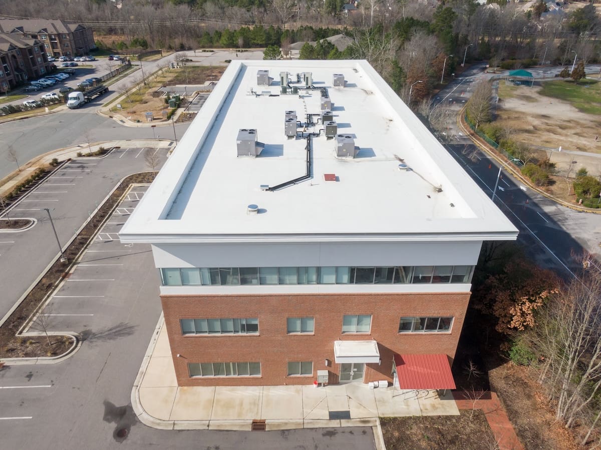 Drone Photos of TPO Commercial &amp; Residential Roofing