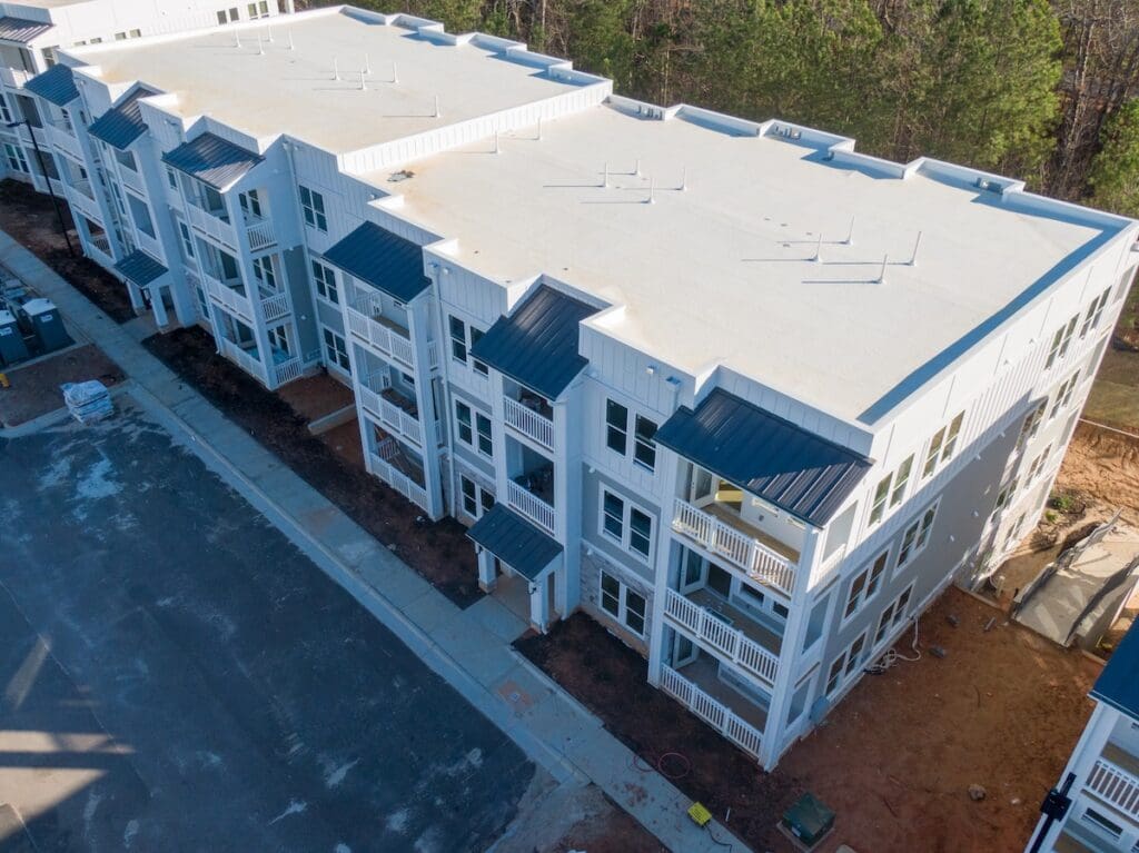 tpo roofing Drone Photos of New Roof Construction
