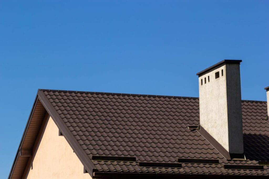 metal roof flashing brown corrugated roof