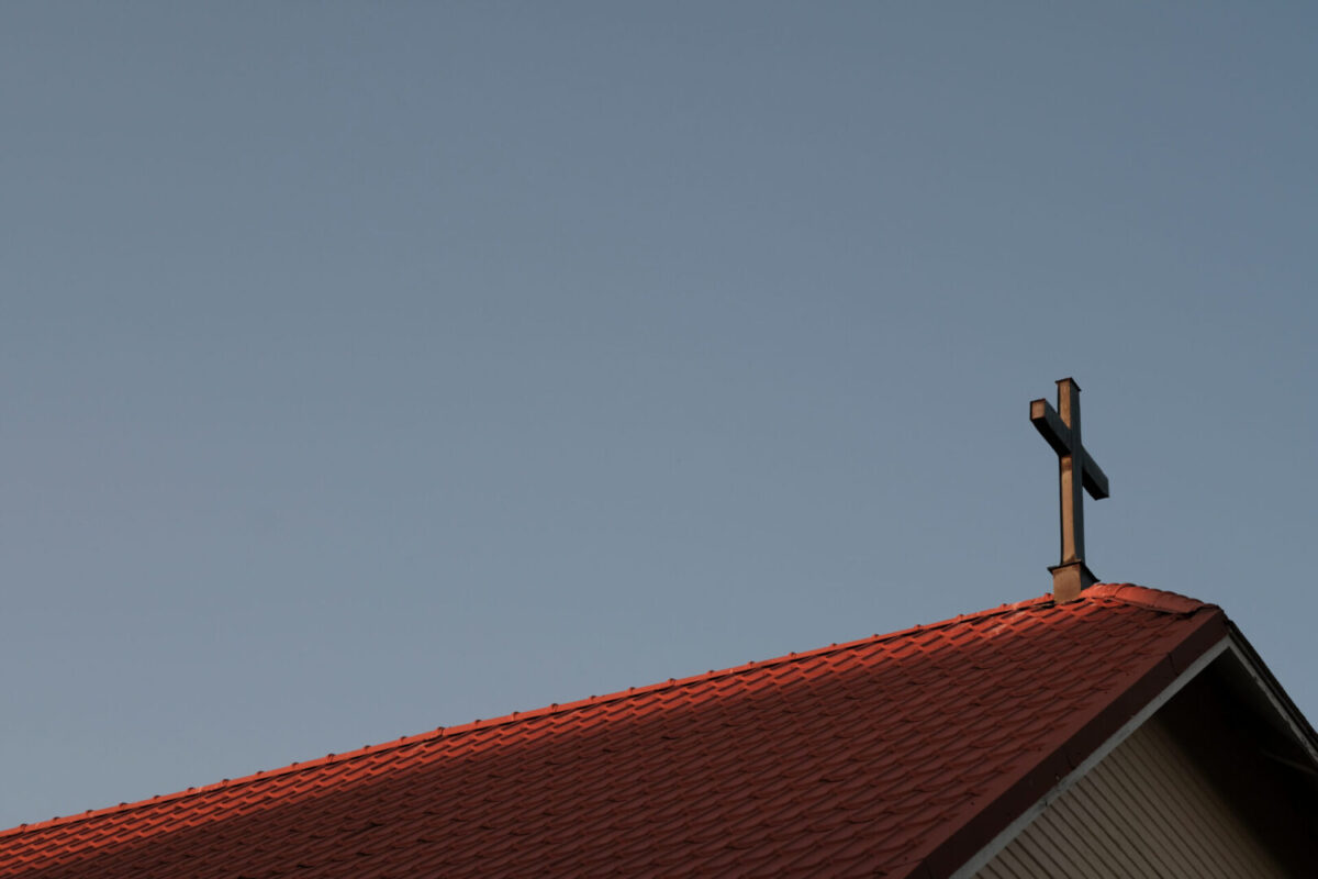 low angle church roof