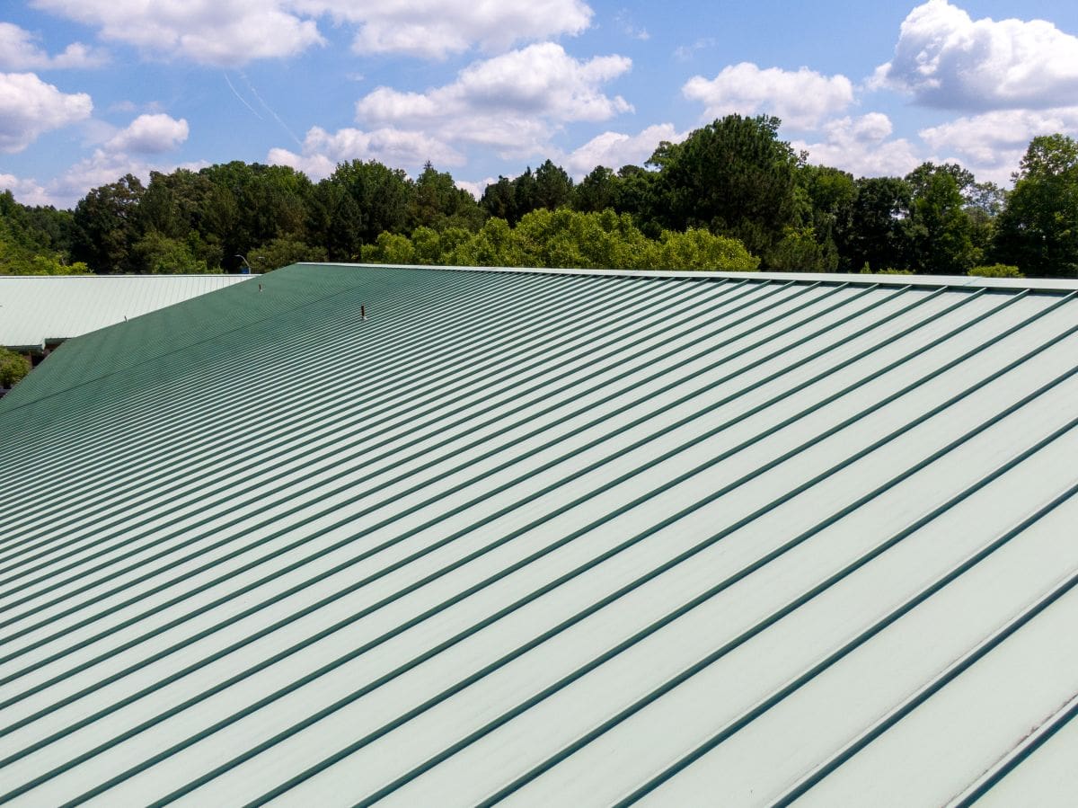green metallic roof